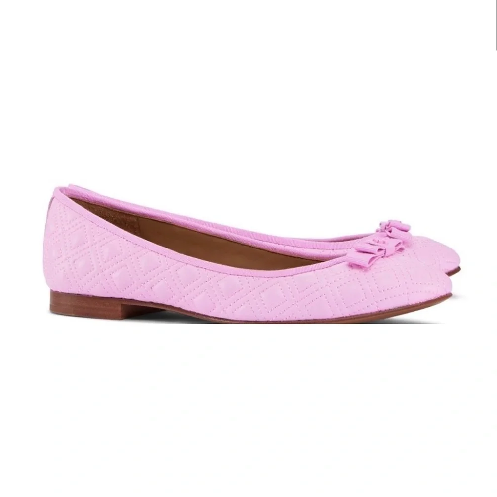 Tory Burch Marion Quilted Ballet Flats in Powder Puff Pink